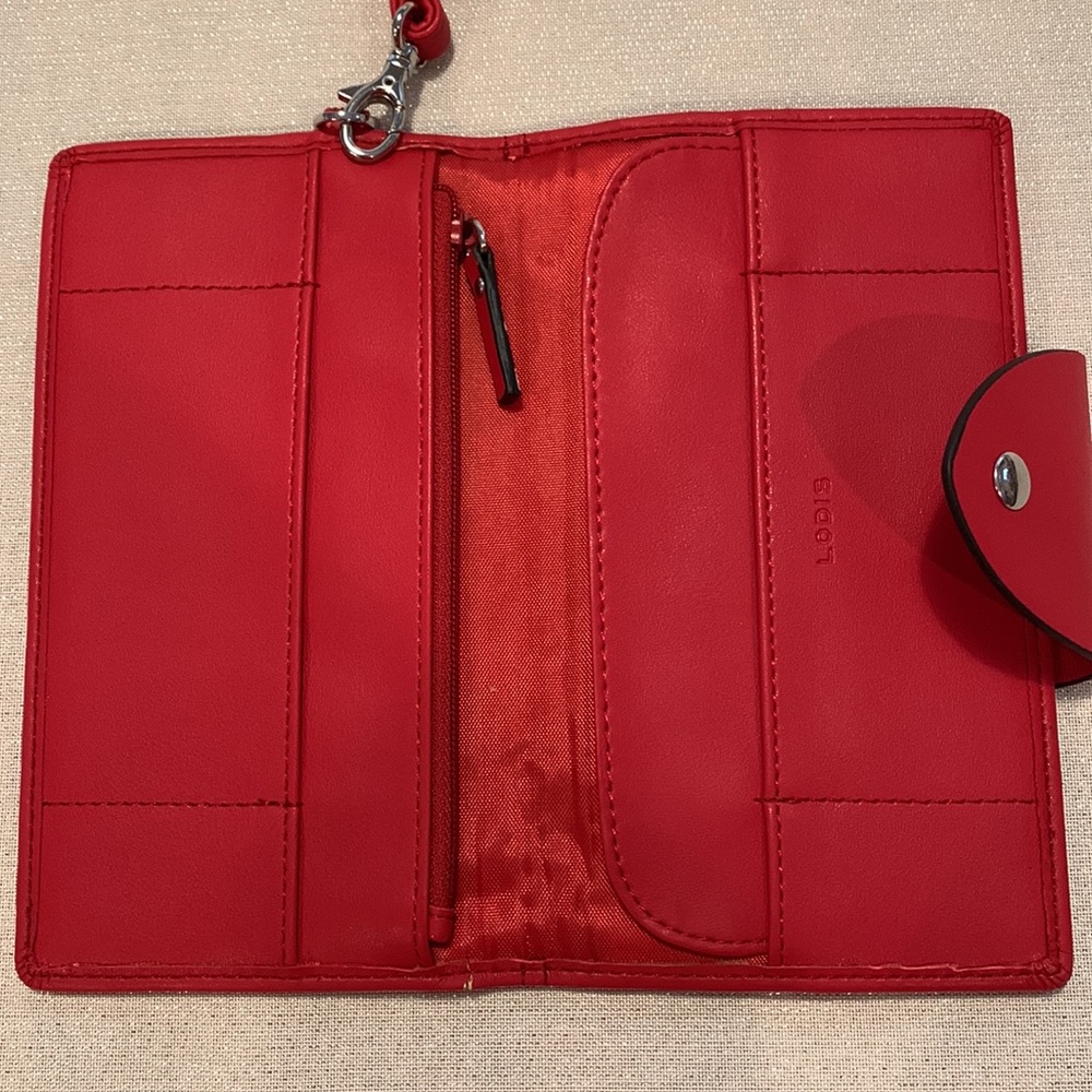 Lodis Red Wallet with detachable strap or wristlet. - Picture 4 of 9
